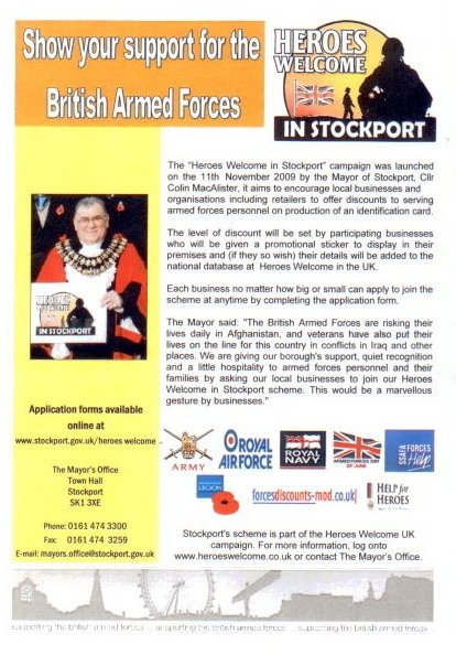 Heroes Welcome in Stockport leaflet