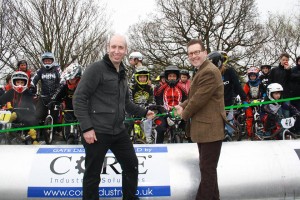 Iain Roberts and Mark Hunter MP officially opening the BMX track