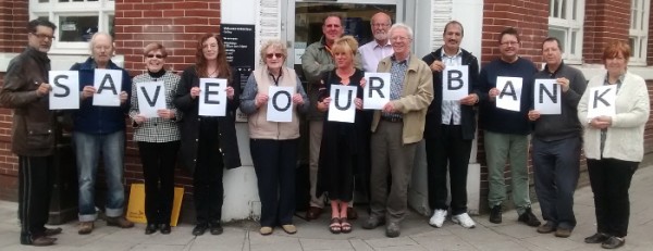 Residents protest against Barclays' plans to close Gatley's last bank